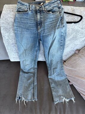 rag & bone Light Blue Flared Jeans with Frayed Hem